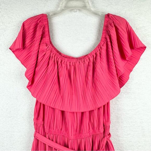 Lane Bryant Convertible Off-The-Shoulder Pleated Midi Dress In Rouge Red 18/20 - Picture 7 of 15